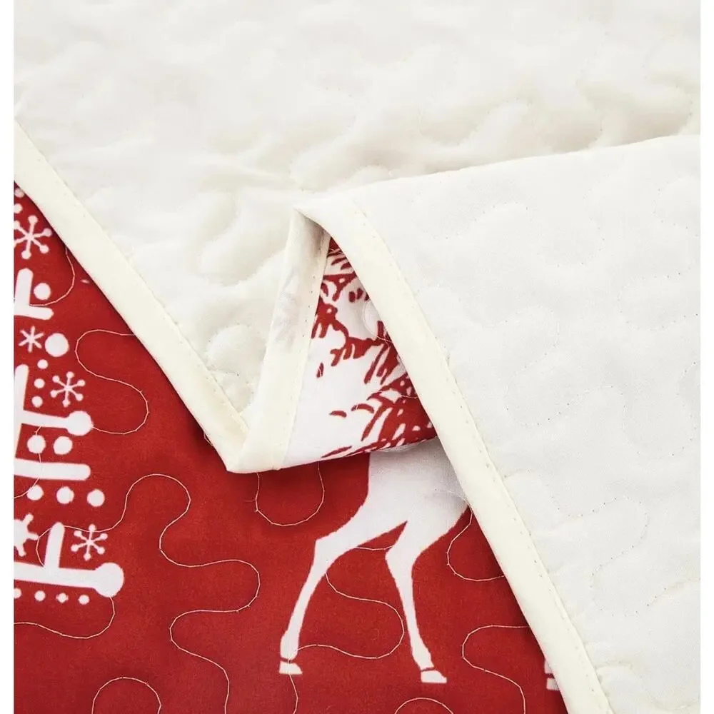 DJY Christmas Quilt Set Christmas Trees Reindeer Snowflake Pattern 3 Pc King